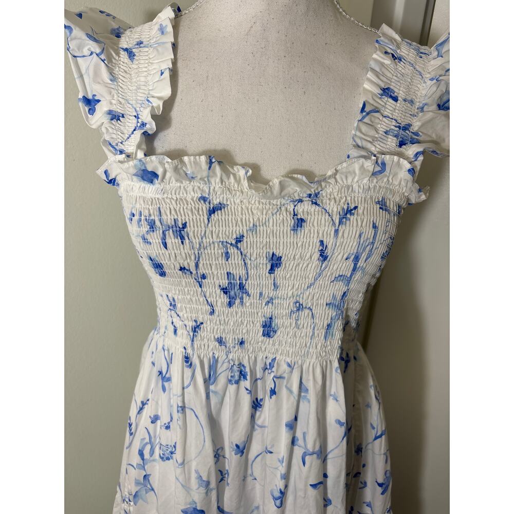 Hill House The Nap Dress White Blue Cotton Maxi Dress Sz S - Picture 4 of 5